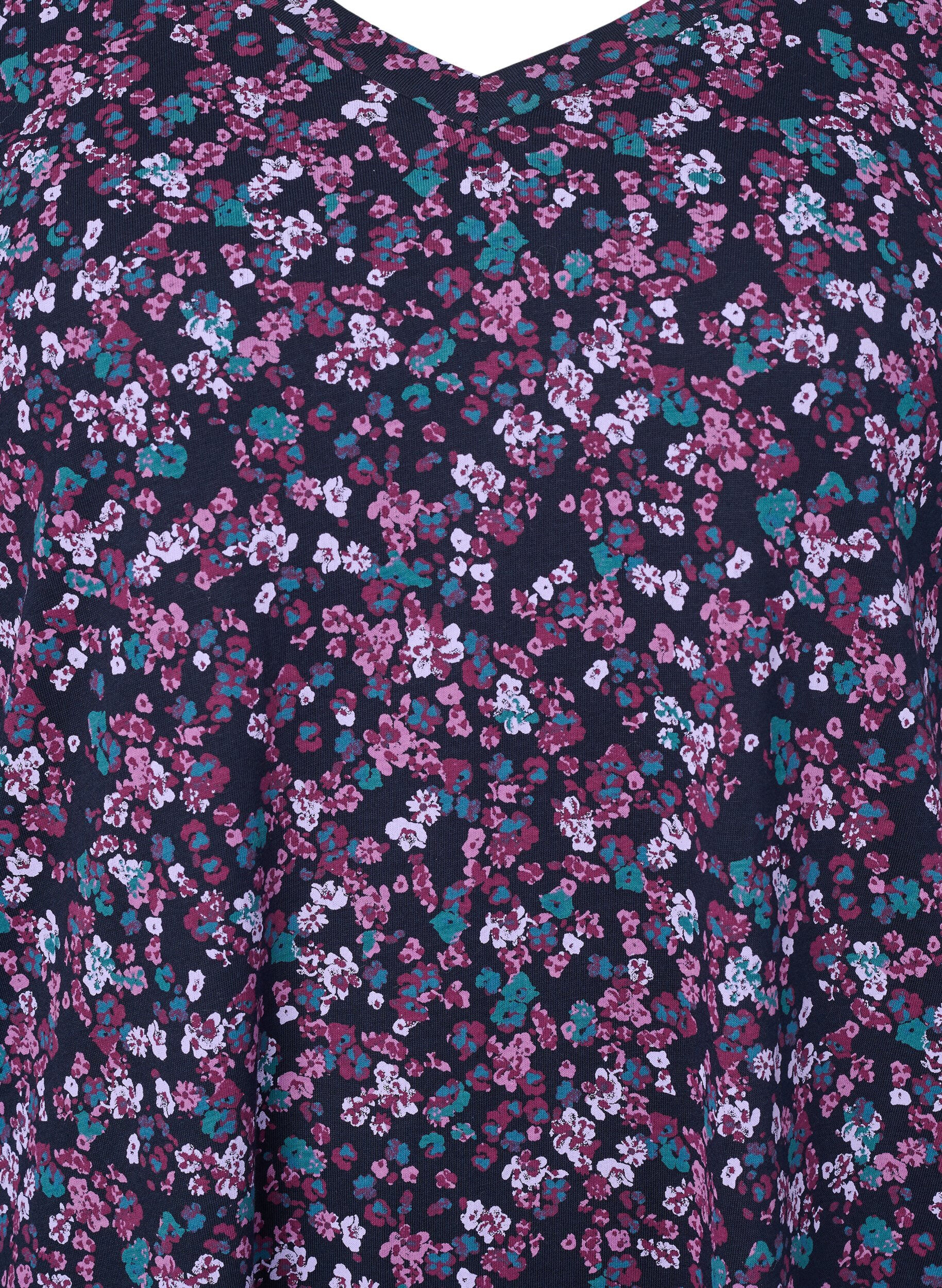 ZizziL&aring;ng&auml;rmat nattlinne i bomull, Night Sky Disty AOP, Packshot image number 2