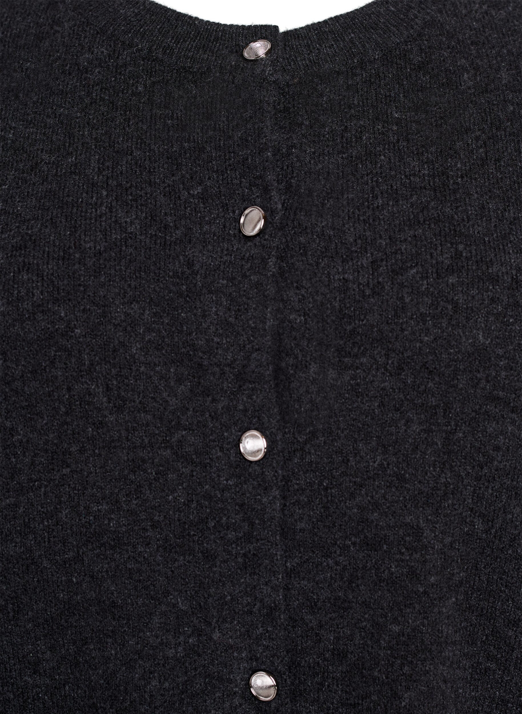 Zizzi Stickad kofta med korta &auml;rmar, Gr&aring;, Packshot image number 2