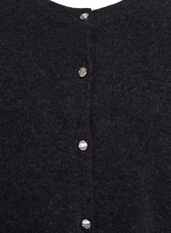 Stickad kofta med korta ärmar, Grå, Packshot image number 2