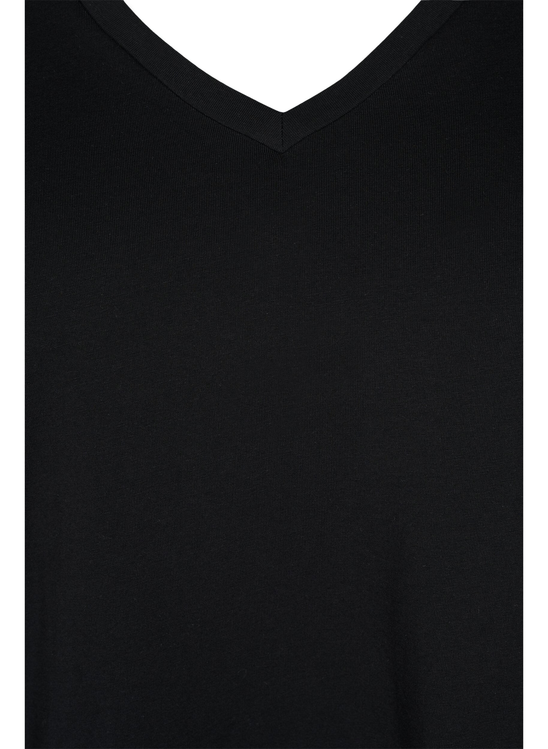 Zizzi 2-pack t-shirt i bomull, Black/Bright W, Packshot image number 2