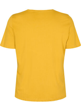 Kortärmad t-shirt i bomull med print, Harvest Gold, Packshot image number 1