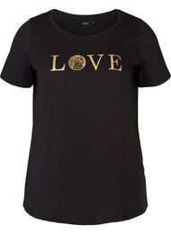 Kortärmad t-shirt med tryck, Black w. Love