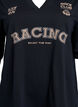 Oversized t-shirt med racingtryck, Svart, Packshot image number 2