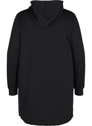 Lång sweatshirt med huva och ficka, Black, Packshot image number 1
