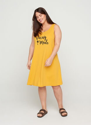 A-linjeformad klänning utan ärmar, Mineral Yellow VACAY, Model image number 2