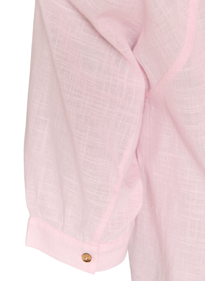 Tunika i bomull med v-ringning, Rosa, Packshot image number 3