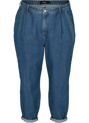 Pösiga jeans i bomull, Blue denim, Packshot image number 0