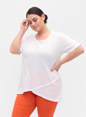 Kortärmad t-shirt i bomull, Bright White, Model image number 0