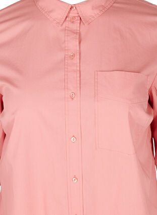 Lång bomullsskjorta med bröstficka, Blush, Packshot image number 2