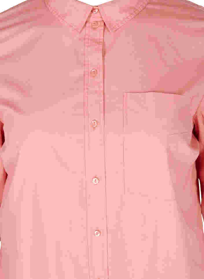 Lång bomullsskjorta med bröstficka, Blush, Packshot image number 2