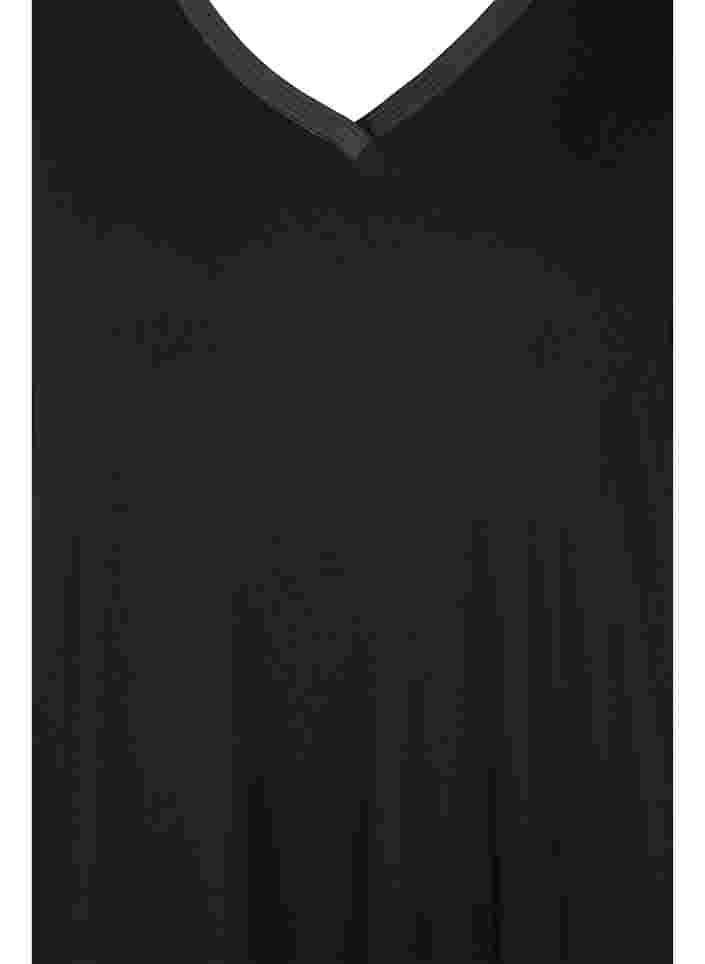 Kortärmad nattklänning i viskos, Black, Packshot image number 2