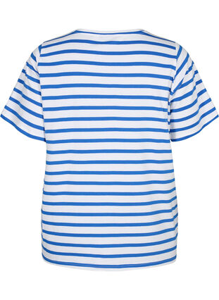 Randig T-shirt i ekologisk bomull, Blue Stripes, Packshot image number 1