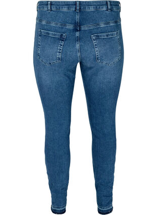 Super slim Amy jeans med råa kanter, Blue denim, Packshot image number 1