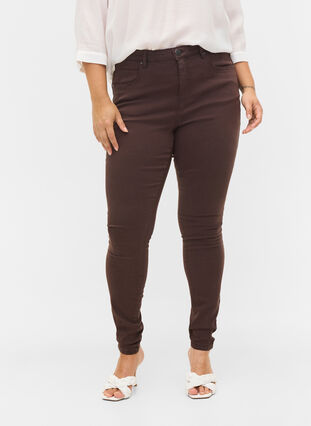 Super slim Amy jeans med hög midja, Molé, Model image number 2