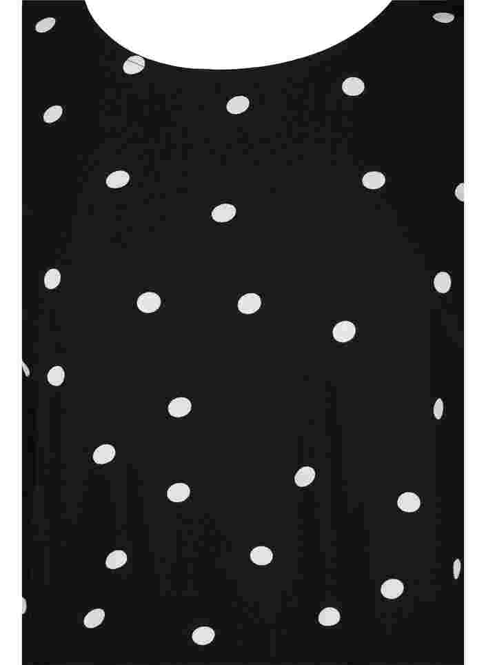 Prickig viskosklänning med korta ärmar, Black Dot, Packshot image number 2