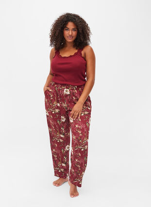 Pyjamasbyxor med tryck, Cabernet Flower Pr., Model image number 0