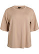 L&ouml;s t-shirt med halvl&aring;nga &auml;rmar, Beige, Packshot image number 0