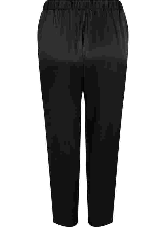 Byxor i lös passform med fickor och resårkant, Black, Packshot image number 1