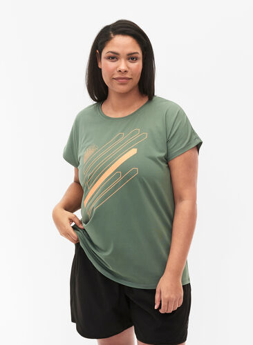 Kortärmad träningst-shirt med tryck, Laurel W. w. Print, Model image number 0