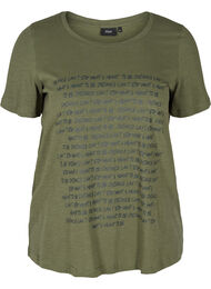 T-shirt i ekologisk bomull med tryck, Thyme Melange
