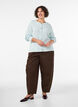 Kabelstickad cardigan med dekorativa knappar, Bl&aring;, Model image number 1