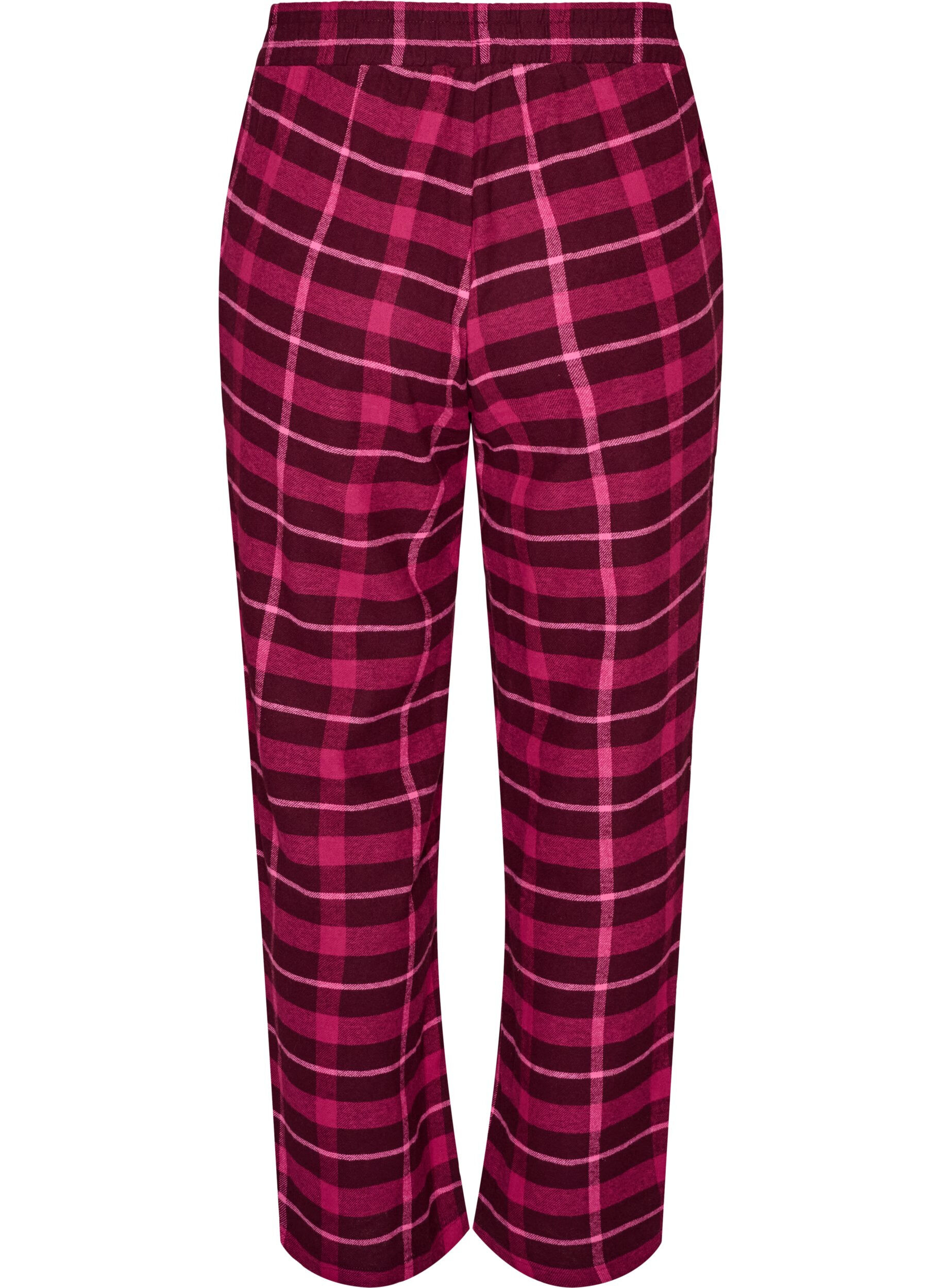 ZizziRutiga pyjamasbyxor i bomull, R&ouml;d, Packshot image number 1