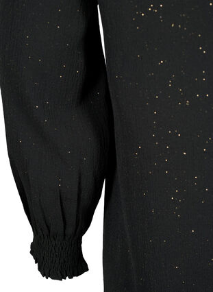 FLASH – Långärmad klänning med glitter, Black w. Silver , Packshot image number 3