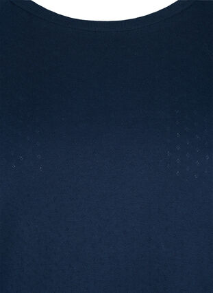 Hålmönstrad bomullstopp med långa ärmar, Navy Blazer, Packshot image number 2