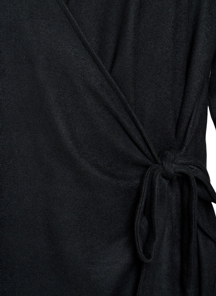 Omlottblus i jersey med knytning, Svart, Packshot image number 2