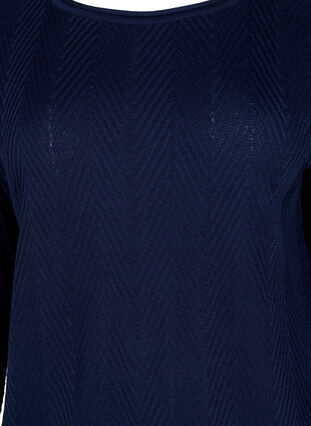 Stickad tröja i strukturmönster, Navy Blazer, Packshot image number 2