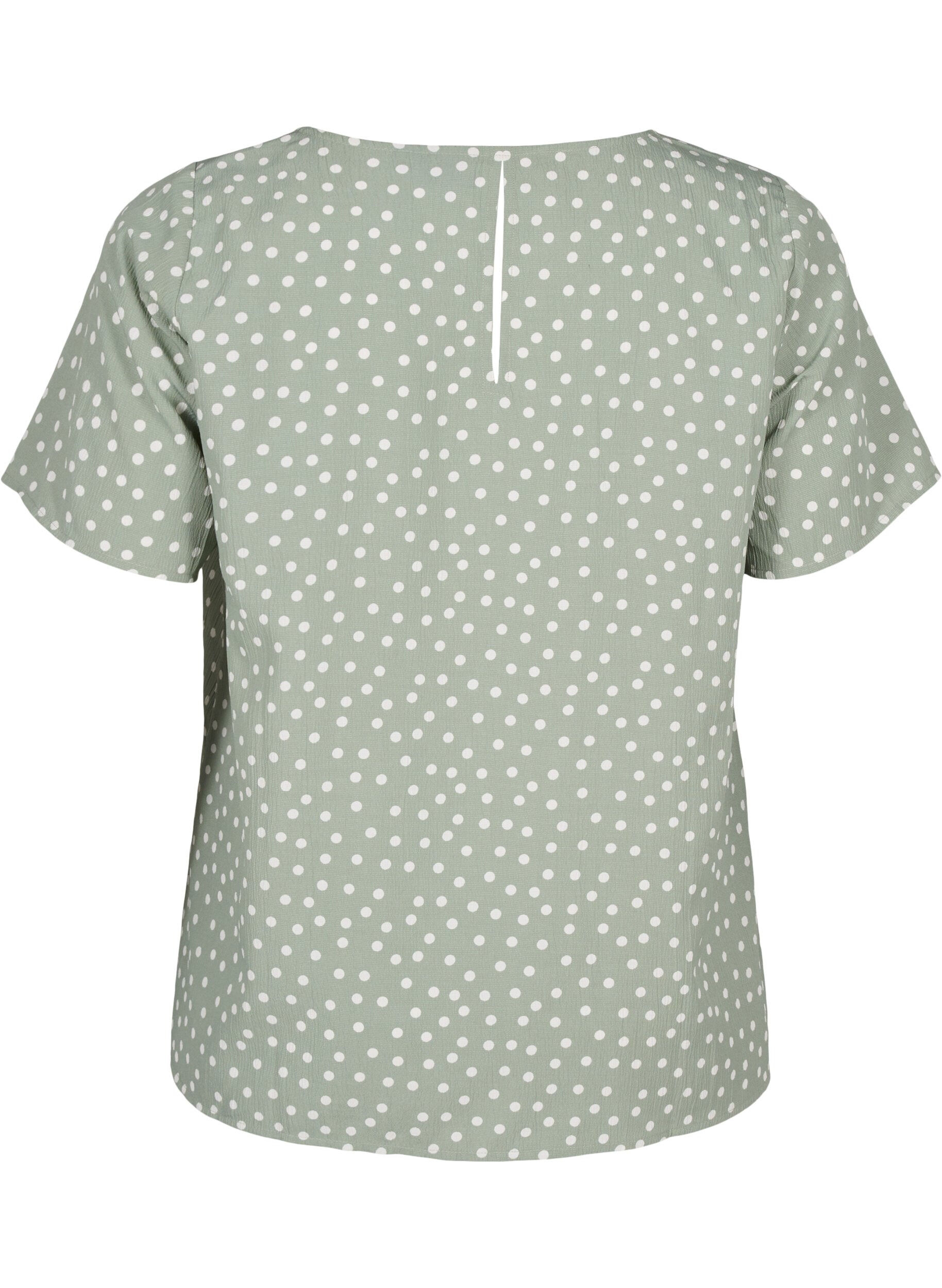 Zizzi FLASH - Kort&auml;rmad blus med tryck, Iceberg Green Dot, Packshot image number 1