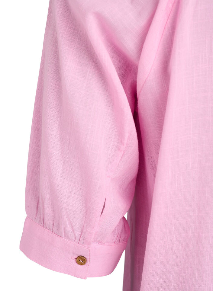 Tunika i bomull med v-ringning, Rosa, Packshot image number 3