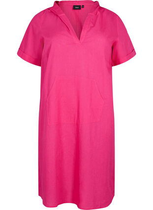 Kortärmad klänning med huva, Beetroot Purple, Packshot image number 0