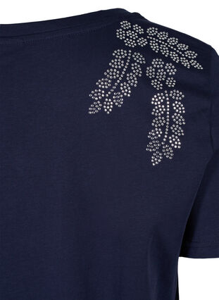 Kortärmad t-shirt med strass, Navy Blazer Stone, Packshot image number 3