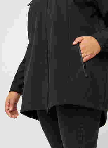 Kort softshell jacka med luva, Black, Model image number 3