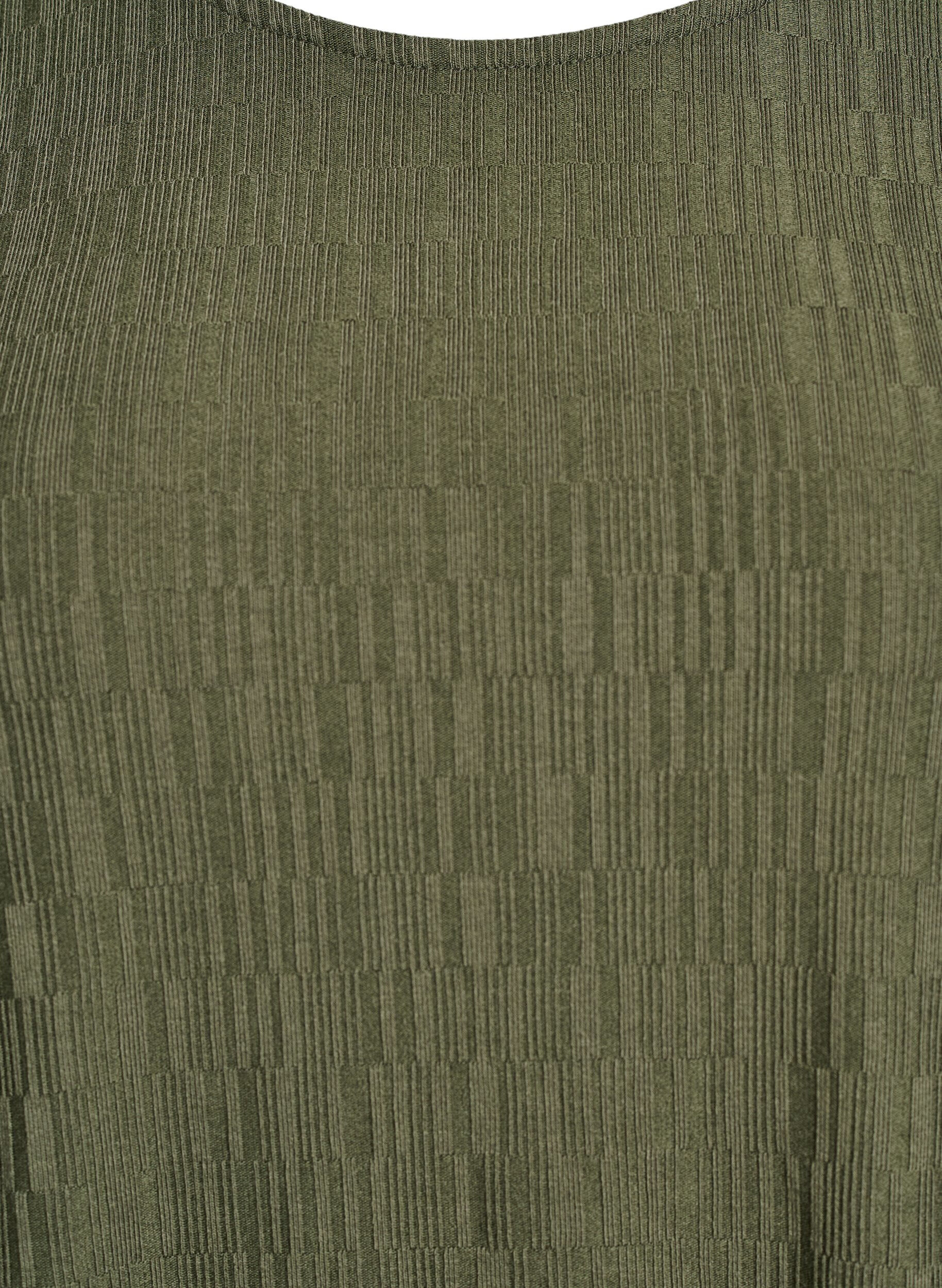 ZizziBlus med struktur och 3/4-&auml;rmar, Gr&ouml;n, Packshot image number 2