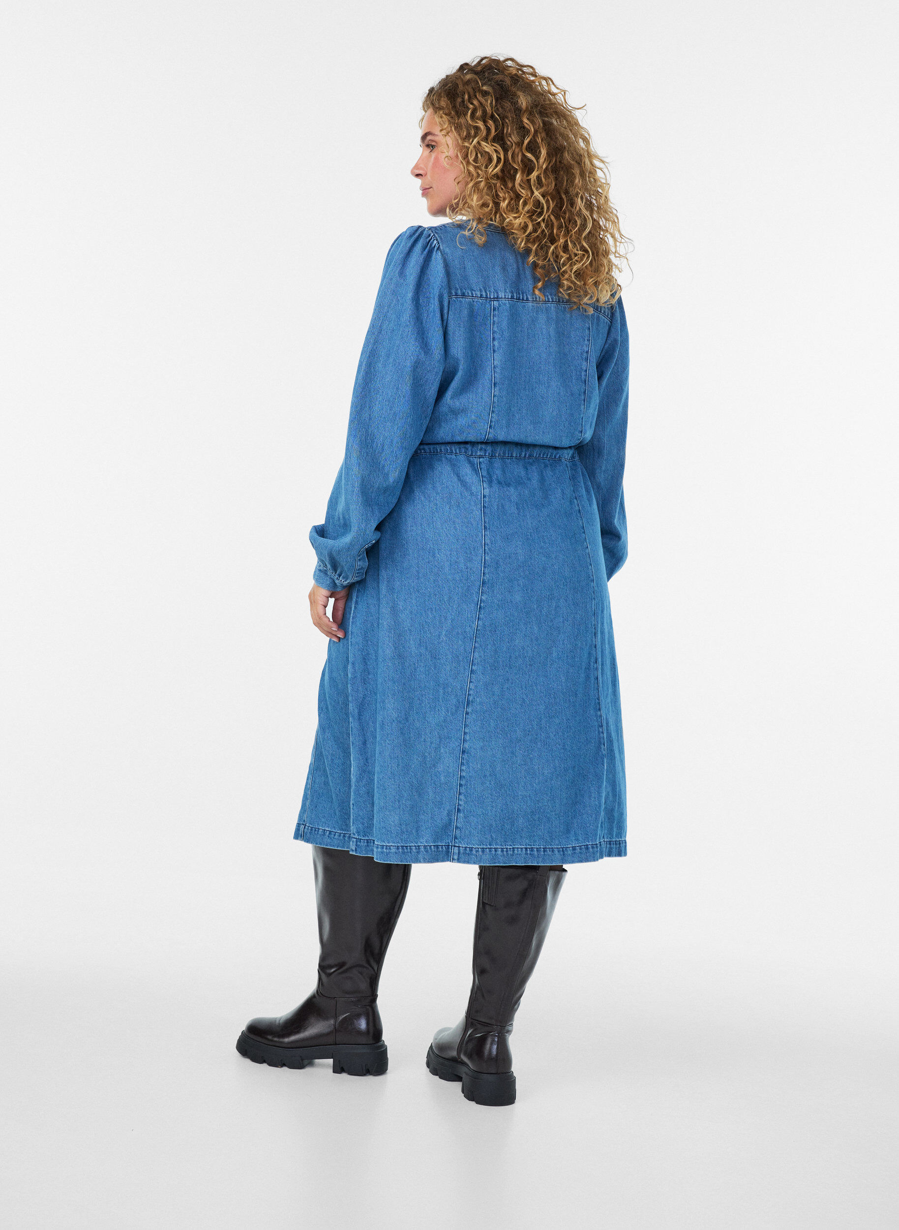 ZizziJeanskl&auml;nning med v-ringning och knytsk&auml;rp, Bl&aring;, Model image number 2