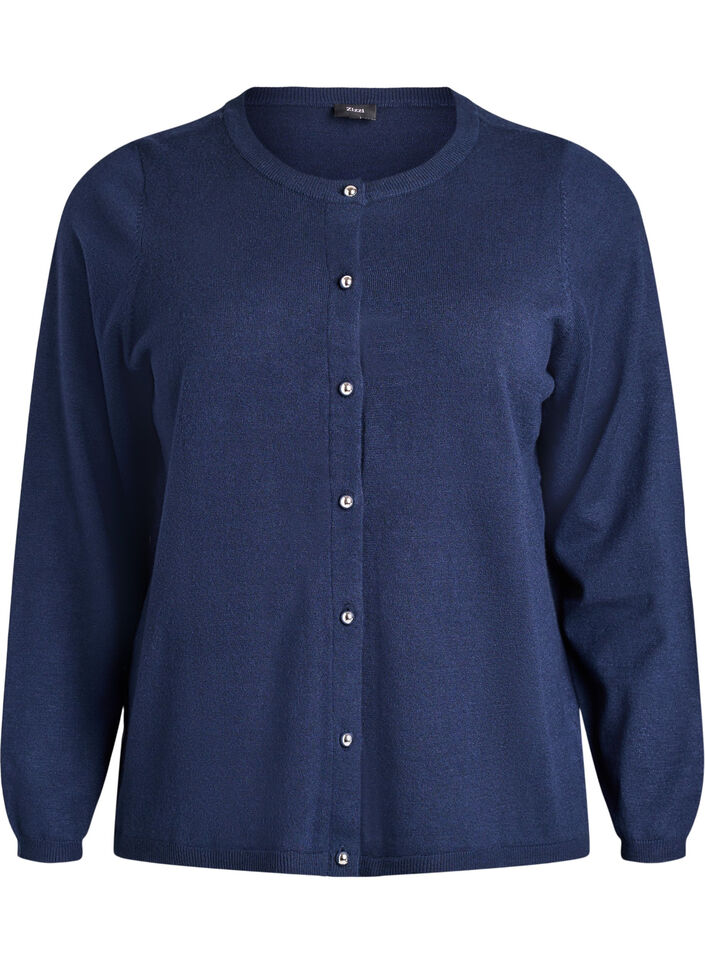 Cardigan med runda knappar, Bl&aring;, Packshot image number 0