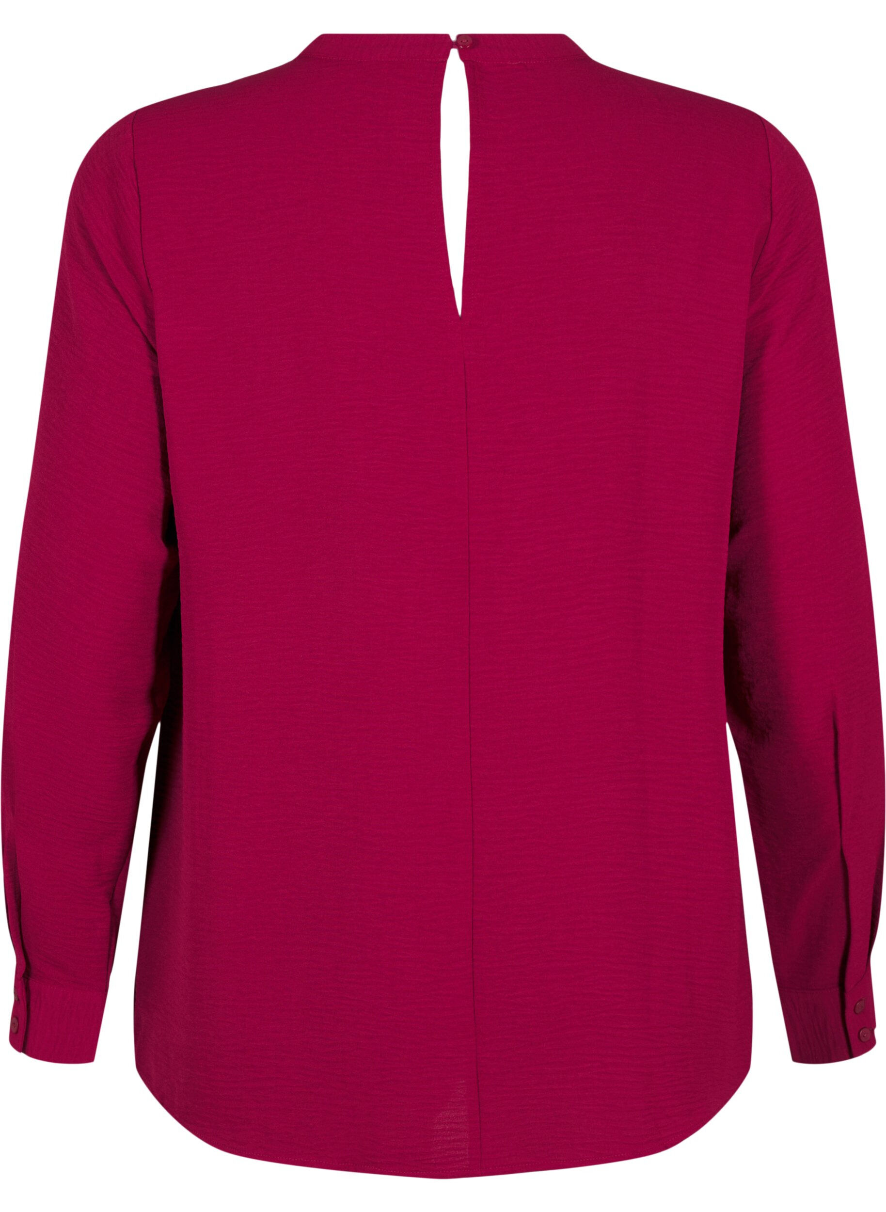 Zizzi Blus med spetsdetalj, Red Plum, Packshot image number 1