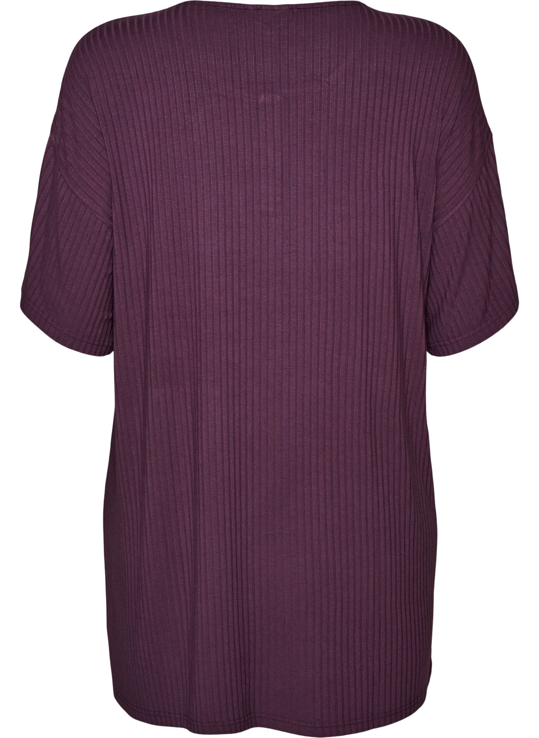 ZizziNattlinne i viskosjersey med ribbad textur, Lila, Packshot image number 1