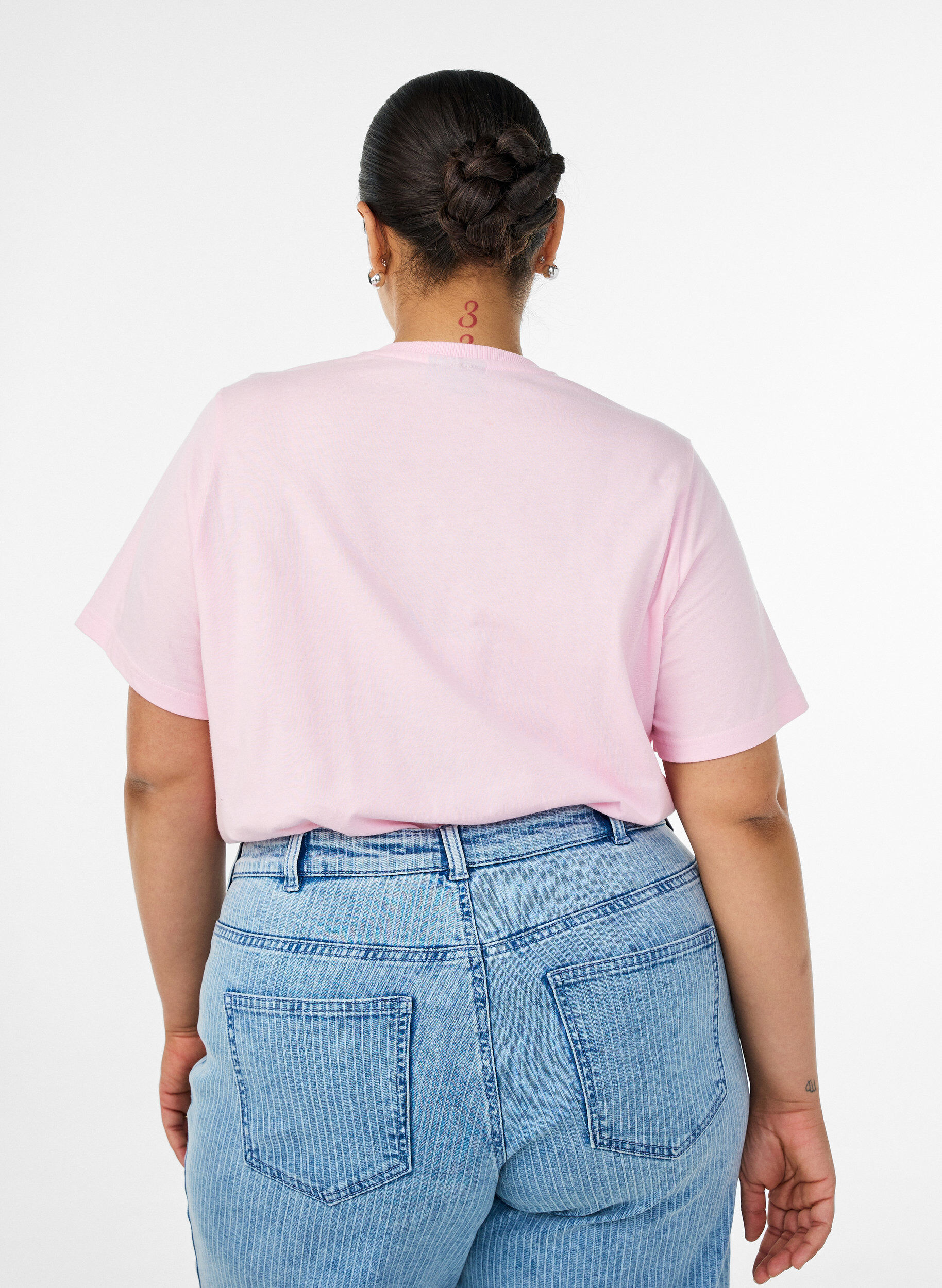 ZizziT-shirt i ekologisk bomull med tryck framtill, Rosa, Model image number 2