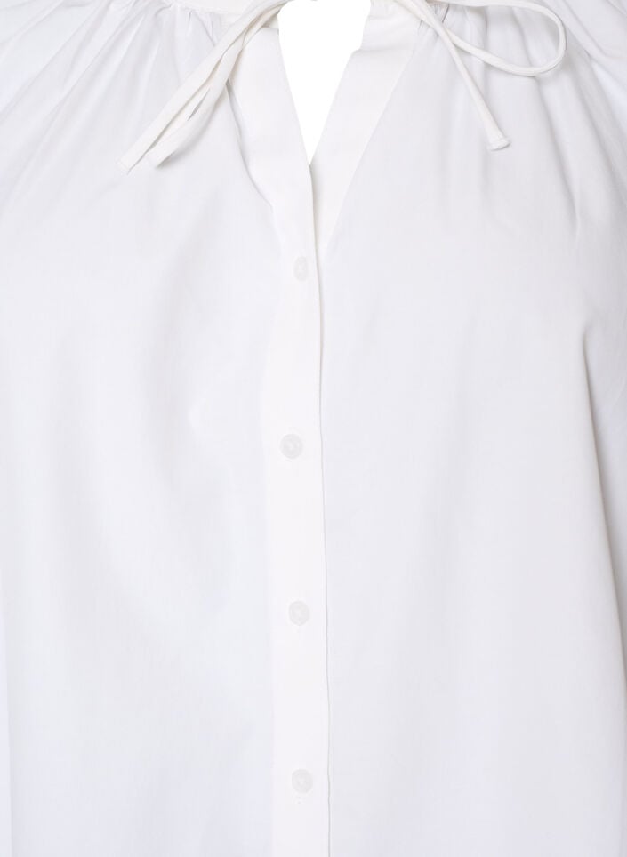 Skjortblus med kn&auml;ppning och knytsk&auml;rp, Vit, Packshot image number 2