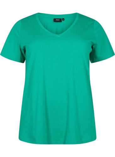 Kortärmad t-shirt med v-hals, Simply Green, Packshot image number 0