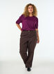 Blus med knappdetalj och korta puff&auml;rmar, M&ouml;rk Bordeaux, Model image number 1