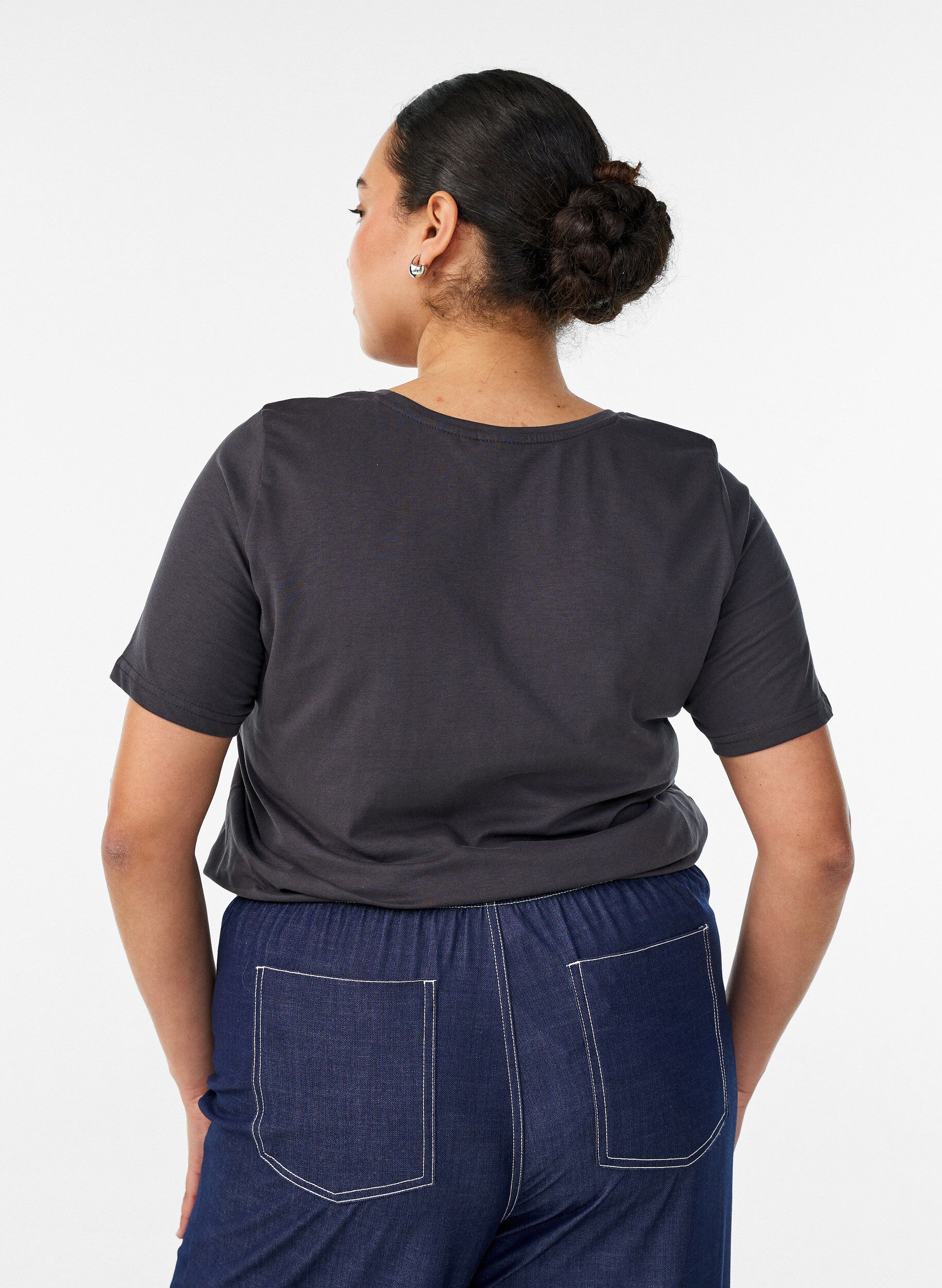 ZizziT-shirt med tryck, Gr&aring;, Model image number 2