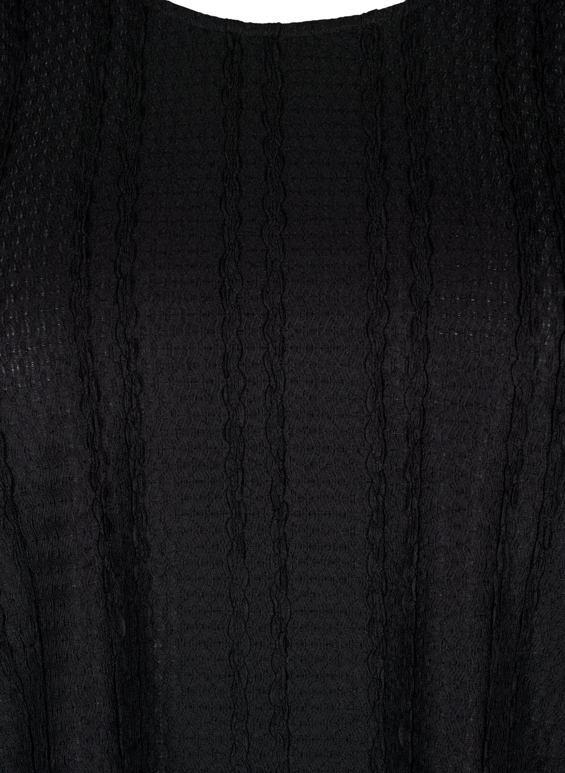 Zizzi L&aring;ng&auml;rmad blus med struktur, Black, Packshot image number 2