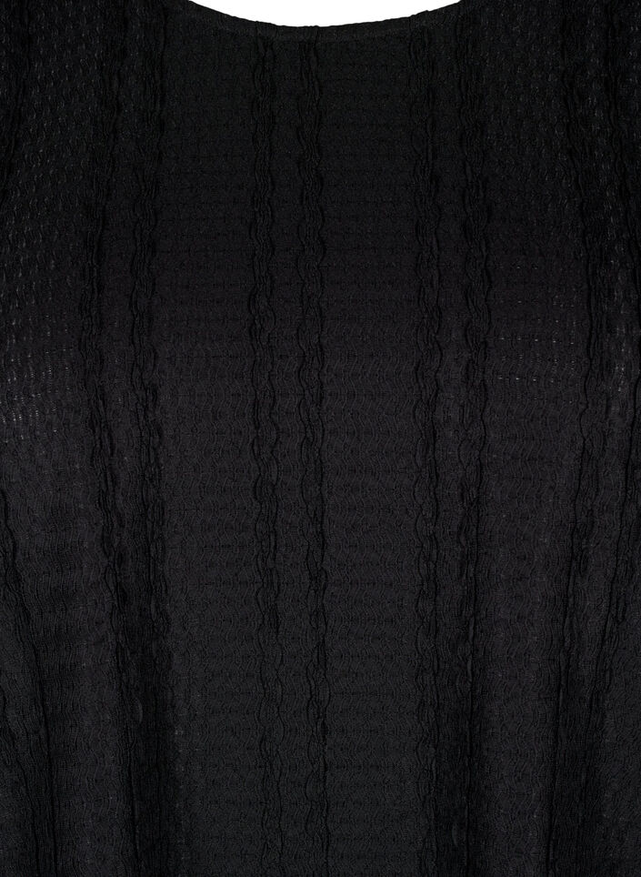 Långärmad blus med struktur, Black, Packshot image number 2