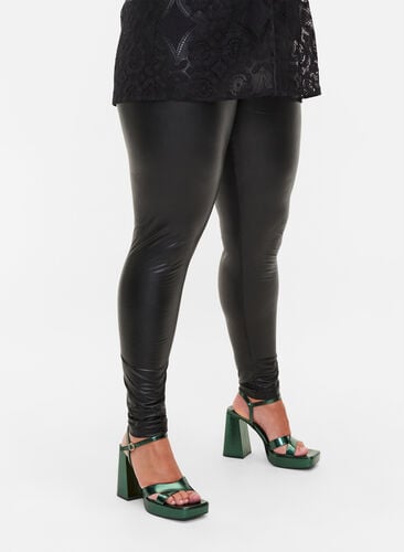 Belagda leggings med borstad insida, Black, Model image number 0
