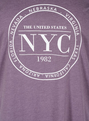 Melerad t-shirt med tryck och korta ärmar, Vintage Violet Mel., Packshot image number 2