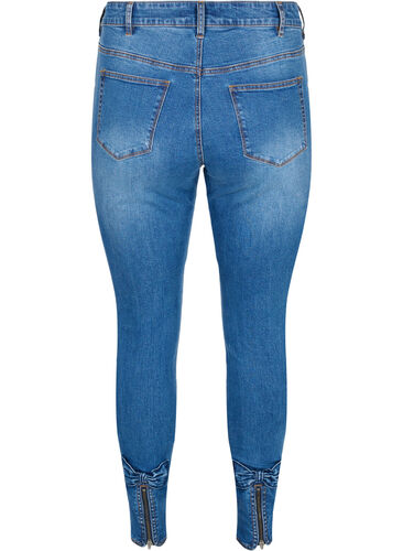 Super slim Amy jeans med rosett och dragkedja, Dark blue, Packshot image number 1